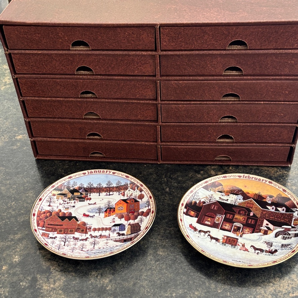 Set of 12 Collector Plates with Scenic Designs